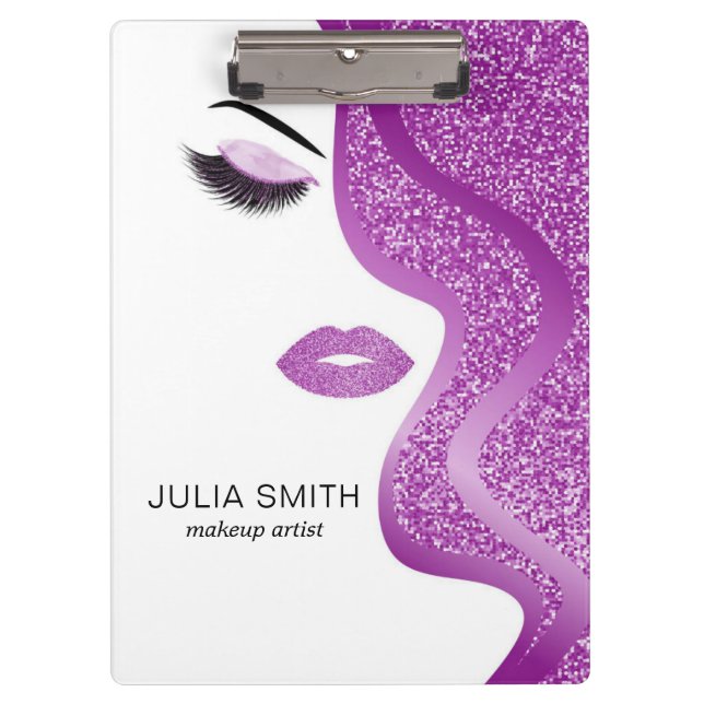 Makeup with purple glitter effect clipboard (Front)