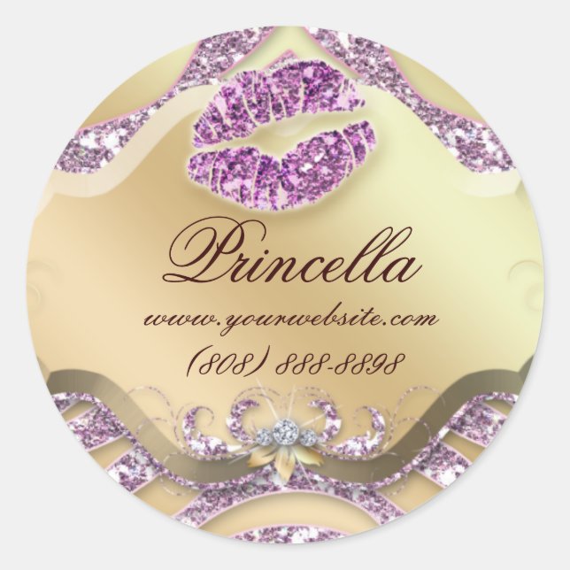 Makeup Zebra Sticker Jewellery Sparkle Pink Gold (Front)