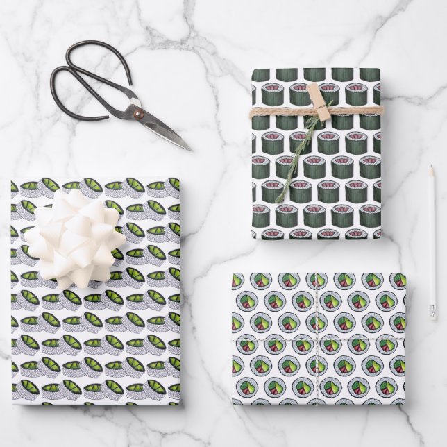 Maki Japanese Food Sushi Rolls Spicy Tuna Avocado Wrapping Paper Sheet (Front)