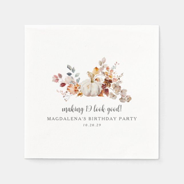 Making 19 Look Good Custom Fall Birthday Napkin (Front)