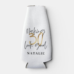 Making 30 look good gold birthday party bottle cooler