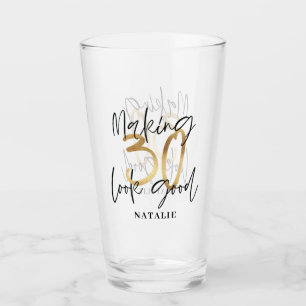 Making 30 look good gold birthday party favour glass