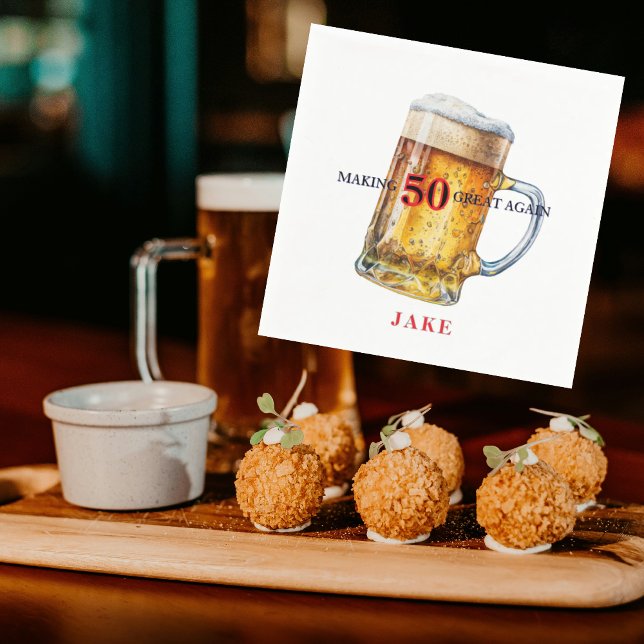 Making 50 Great Again Beer Birthday Party Napkin (Creator Uploaded)