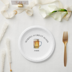 Making 50 Great Again Beer Birthday Party Paper Plate