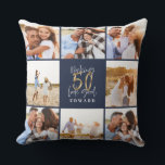 Making 50 look good blue gold photo birthday cushion<br><div class="desc">Celebrate your 60th birthday in style with these blue and gold effect 60th birthday design. A modern design with script text and bold graphics. Change the colour to customise. Part of a collection.</div>