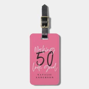 Making 50 look good colorful birthday celebration luggage tag