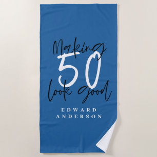 Making 50 look good colorful typography birthday beach towel