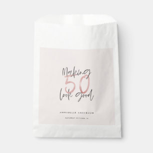 Making 50 look good girly pink glitter birthday favour bag