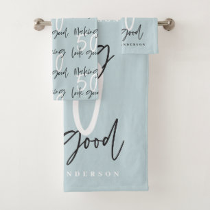 Making 50 look good gold birthday celebration bath towel set