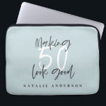 Making 50 look good gold birthday celebration laptop sleeve<br><div class="desc">Celebrate your 50th birthday in style with this chic,  elegant 50 and fabulous birthday design. A modern design with script text and bold graphics. Change the colour to customise. Part of a collection.</div>