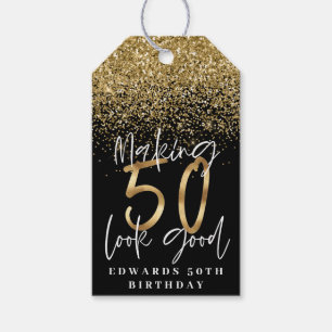 Making 50 look good gold birthday thank you gift tags