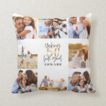 Making 50 look good gold black photo birthday cushion<br><div class="desc">Celebrate your 50th birthday in style with these black and gold effect 50th birthday design. A modern design with script text and bold graphics. Change the colour to customise. Part of a collection.</div>
