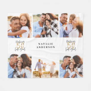 Making 50 look good gold black photo birthday fleece blanket