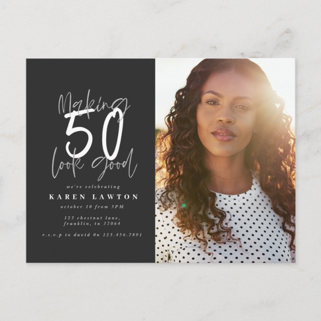 Making 50 look good photo birthday invitation postcard (Front)