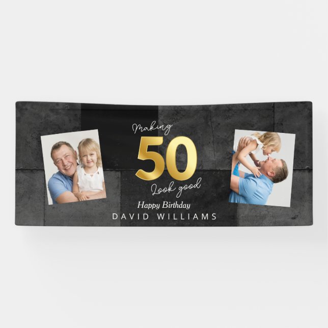 Making 50 look modern birthday banner (Horizontal)