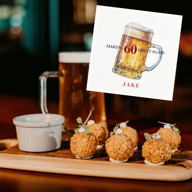 Making 60 Great Again Beer Birthday Party Napkin (Creator Uploaded)