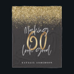 making 60 look good black gold glitter fleece blanket<br><div class="desc">Celebrate your 60th birthday in style with this black,  white and gold effect 60 and fabulous birthday design. A modern design with script text and bold graphics. Change the colour to customise. Part of a collection.</div>