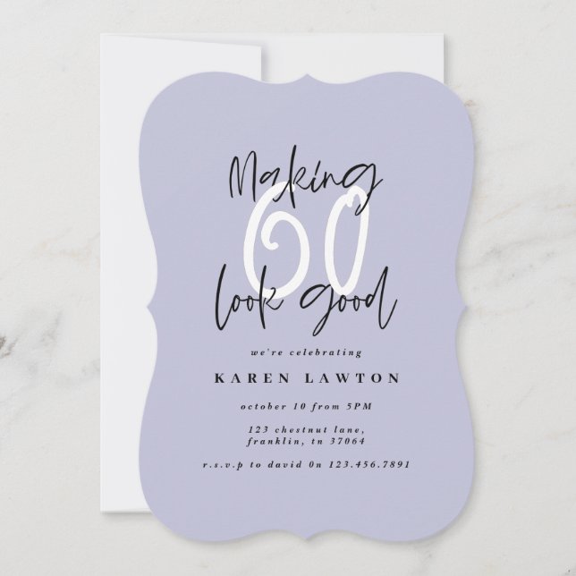 Making 60 look good colourful birthday invitation (Front)