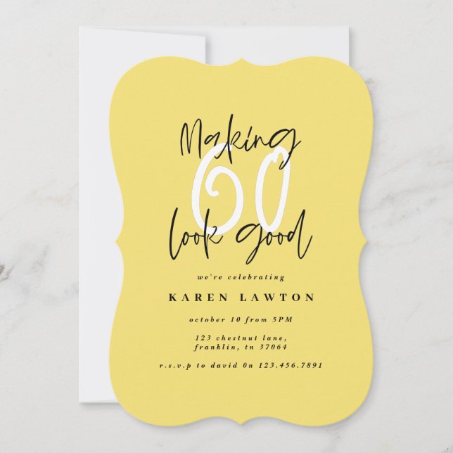 Making 60 look good colourful birthday invitation (Front)