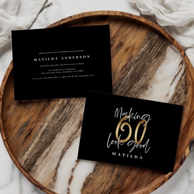 Making 60 look good gold birthday invitation (Creator Uploaded)