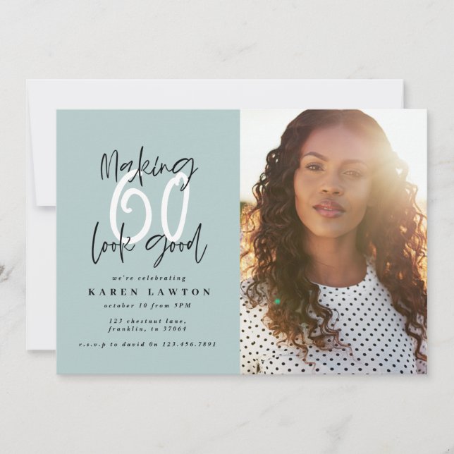 Making 60 look good photo birthday invitation (Front)