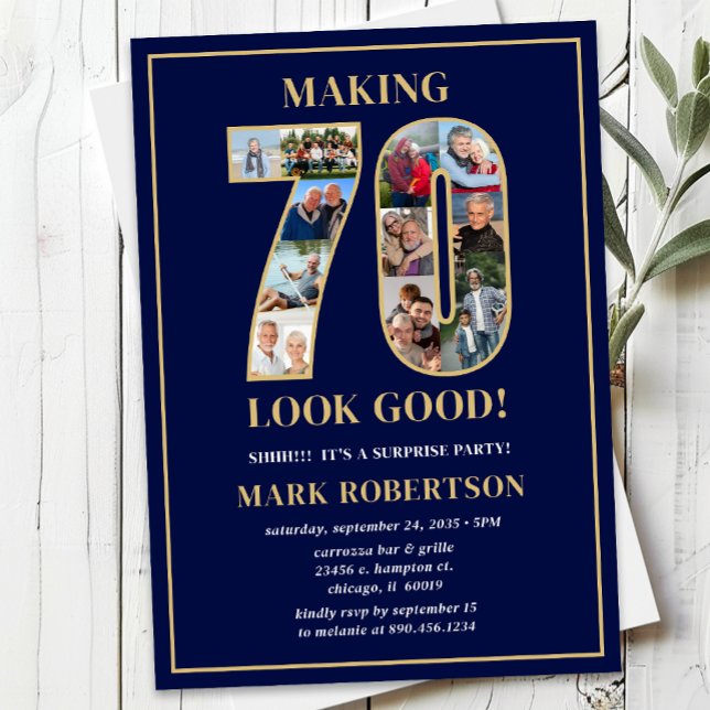 Making 70 Look Good Photo Surprise Birthday Invitation (Creator Uploaded)