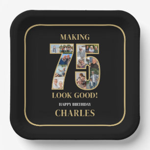 Making 75 Look Good Photo Collage 75th Birthday Paper Plate
