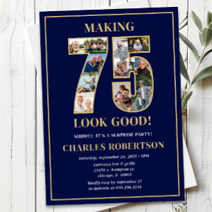 Making 75 Look Good Photo Surprise Birthday Invitation