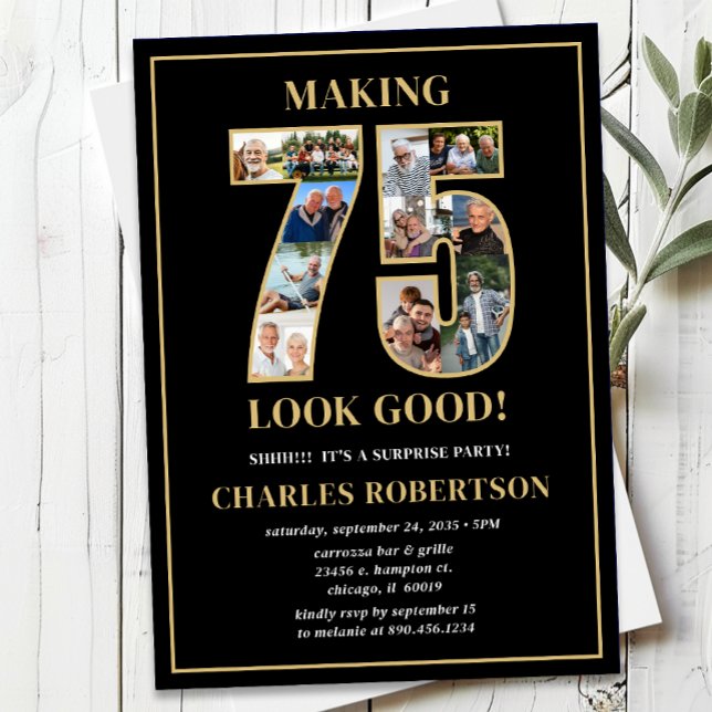 Making 75 Look Good Photo Surprise Birthday Invitation (Creator Uploaded)
