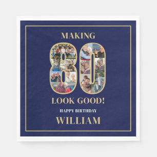 Making 80 Look Good Photo Collage 80th Birthday Napkin