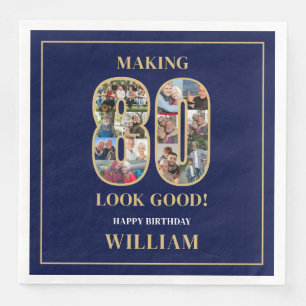 Making 80 Look Good Photo Collage 80th Birthday Napkin