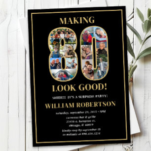 Making 80 Look Good Photo Surprise Birthday Invitation