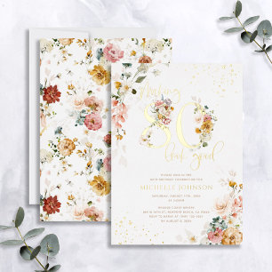 Making 80 Look Good Pink Floral Gold
