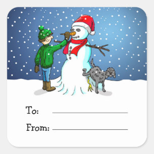 Making a Christmas Snowman Square Sticker