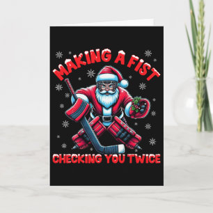 Making A Fist Checking You Twice Ice Hockey Xmas S Card