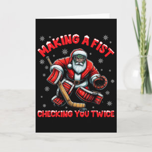 Making A Fist Checking You Twice Ice Hockey Xmas S Card