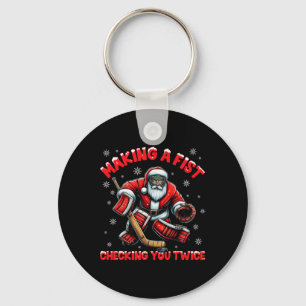 Making A Fist Checking You Twice Ice Hockey Xmas S Key Ring
