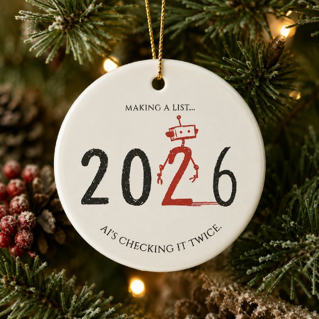 Making a List AI Checking It Twice 2026 Ceramic Ornament (Creator Uploaded)