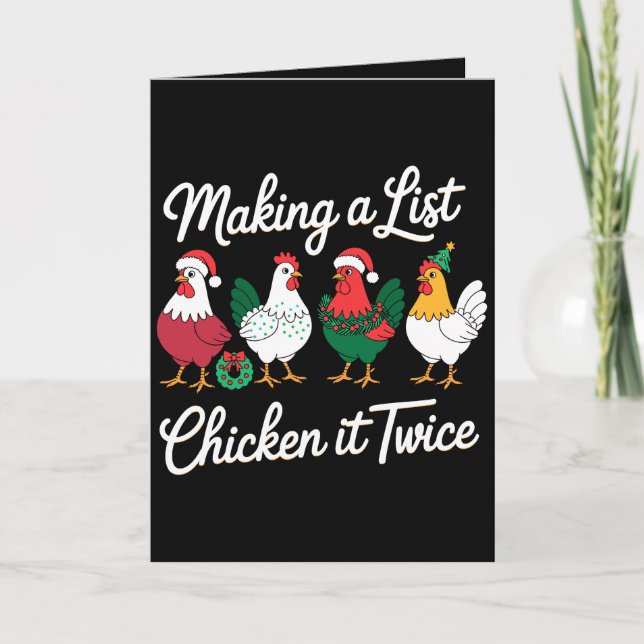 Making A List Chicken It Twice Christmas Rooster Card (Front)