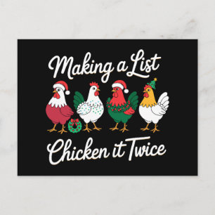 Making A List Chicken It Twice Christmas Rooster Holiday Postcard