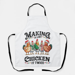 Making A List Chicken It Twice Christmas Xmas Apron
