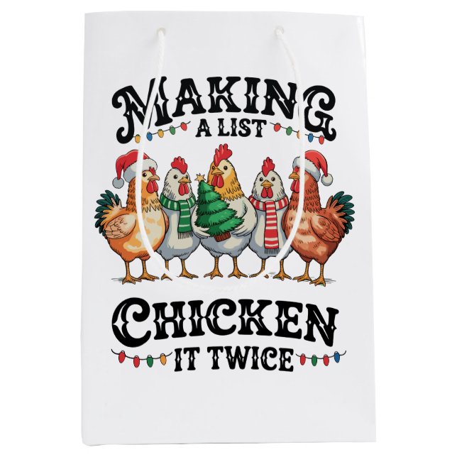 Making A List Chicken It Twice Christmas Xmas Medium Gift Bag (Front)
