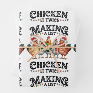 Making A List Chicken It Twice Christmas Xmas Wrapping Paper Sheet