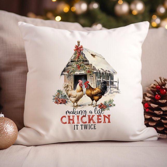Making a List Chicken It Twice Country Christmas Cushion (Creator Uploaded)