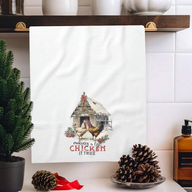 Making a List Chicken It Twice Country Christmas Tea Towel (Creator Uploaded)