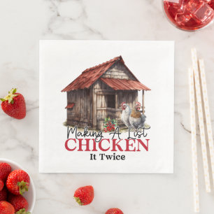 Making a List Chicken it Twice Funny Christmas  Napkin