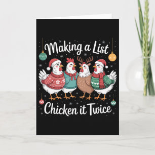 Making A List Chicken It Twice Funny Christmas Pun Card