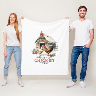 "Making a list, Chicken it twice" Puns Christmas Fleece Blanket