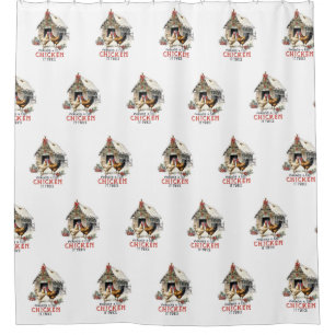 "Making a list, Chicken it twice" Puns Christmas Shower Curtain
