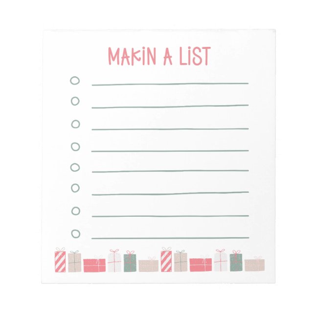 Making A List | Christmas Shopping Gift Notepad (Front)